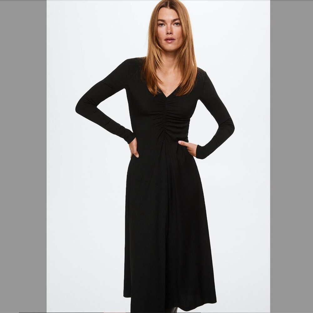 Mango Ruched Detail Dress NWT